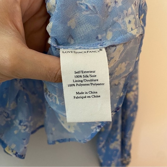 LoveShackFancy Nellie Bluejay Silk Top Blouse - Picture 5 of 7